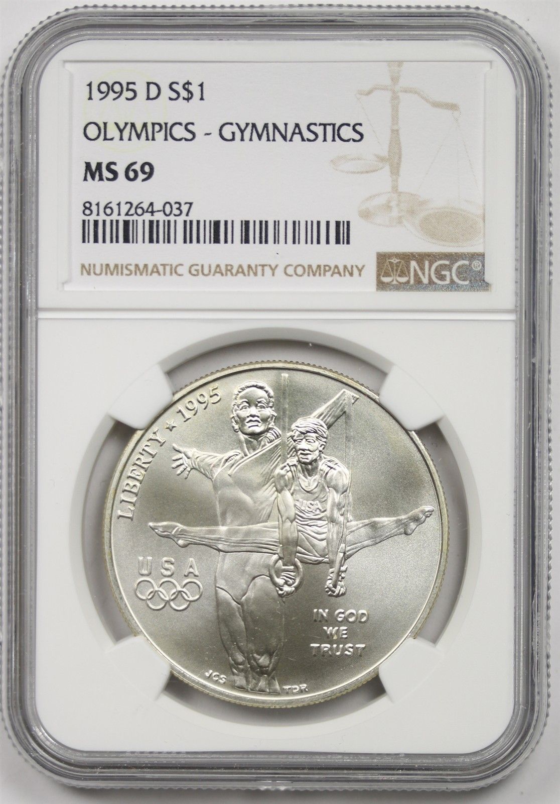 1995-D Olympics-Gymnastics $1 NGC MS 69 Modern Silver Commemorative