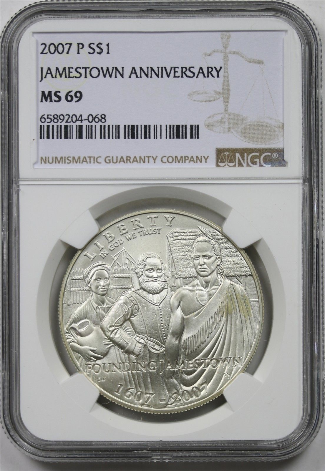 2007-P Jamestown Anniversary $1 NGC MS 69 Modern Commemorative
