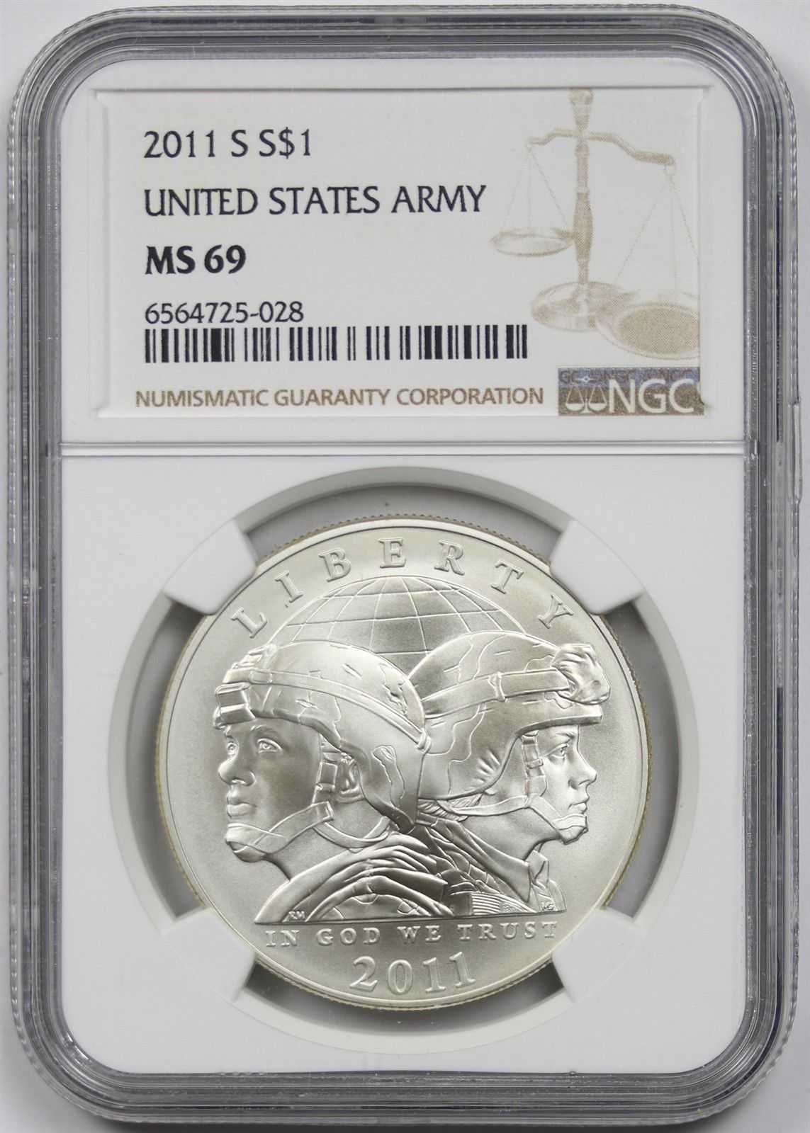 2011-S United States Army $1 NGC MS 69 Modern Commemorative Silver Dollar