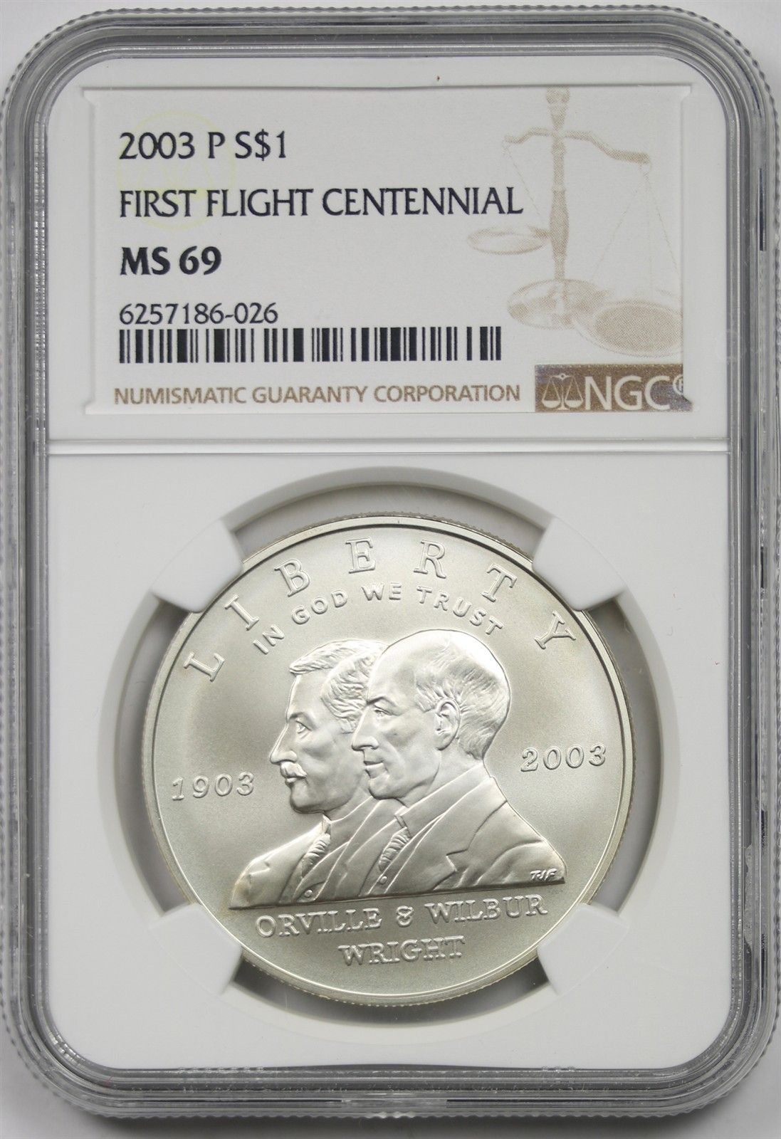 2003-P First Flight Centennial $1 NGC MS 69 Silver Modern Commemorative Dollar