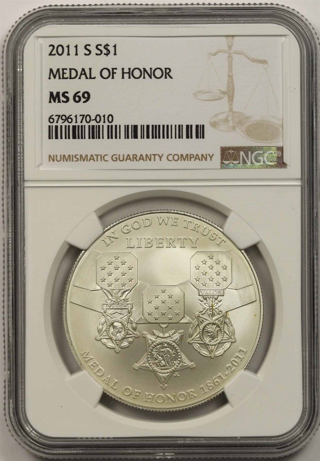 2011-S Medal of Honor $1 NGC MS 69 Modern Commemorative Silver Dollar
