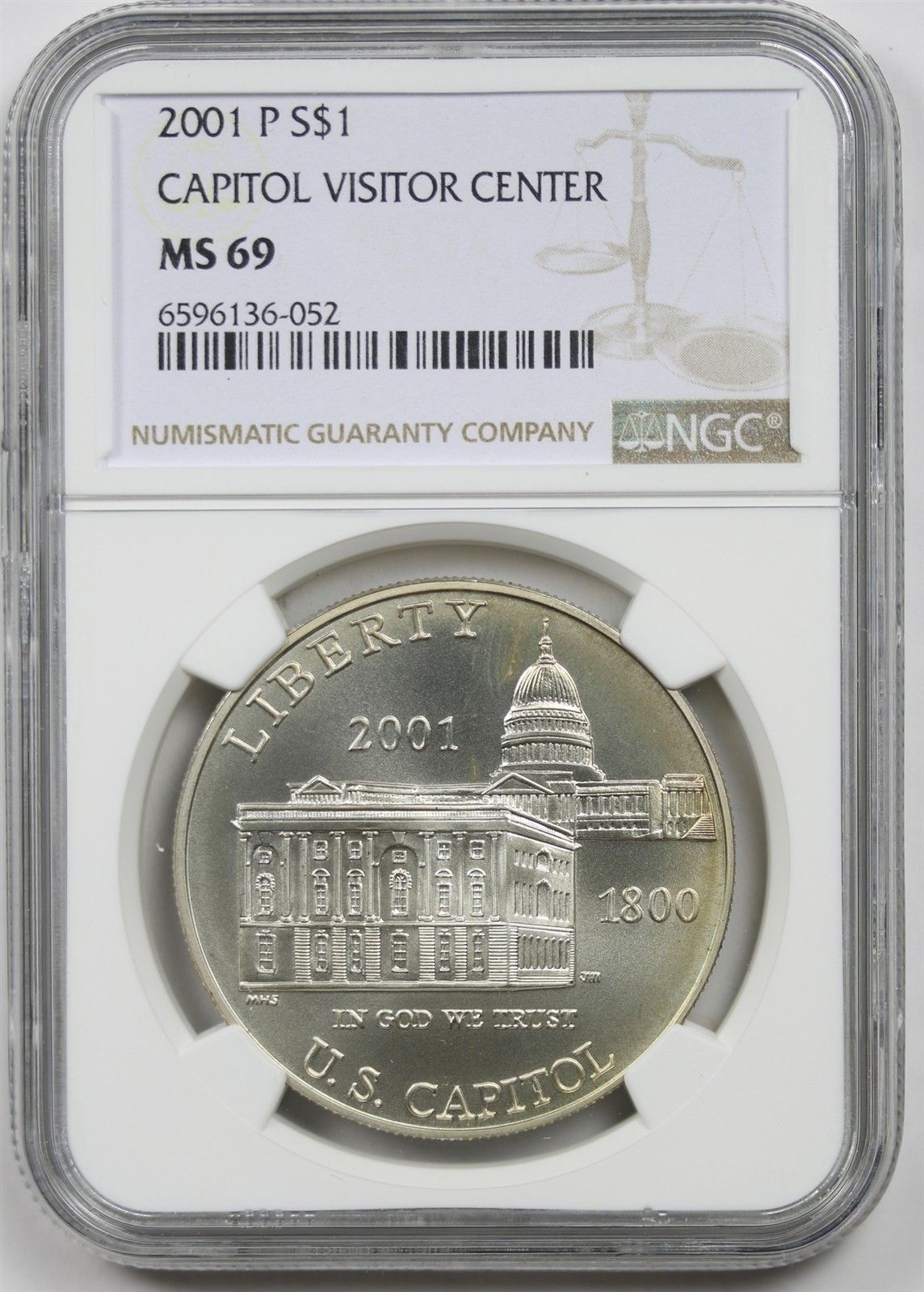 2001-P Capitol Visitor Center $1 NGC MS 69 Silver Modern Commemorative Dollar