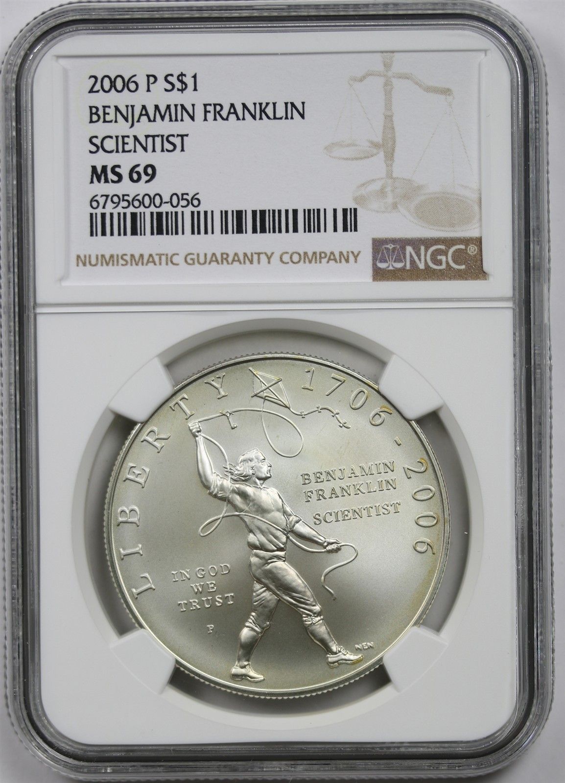 2006-P Benjamin Franklin Scientist $1 NGC MS 69 Modern Commemorative Dollar 21,845円