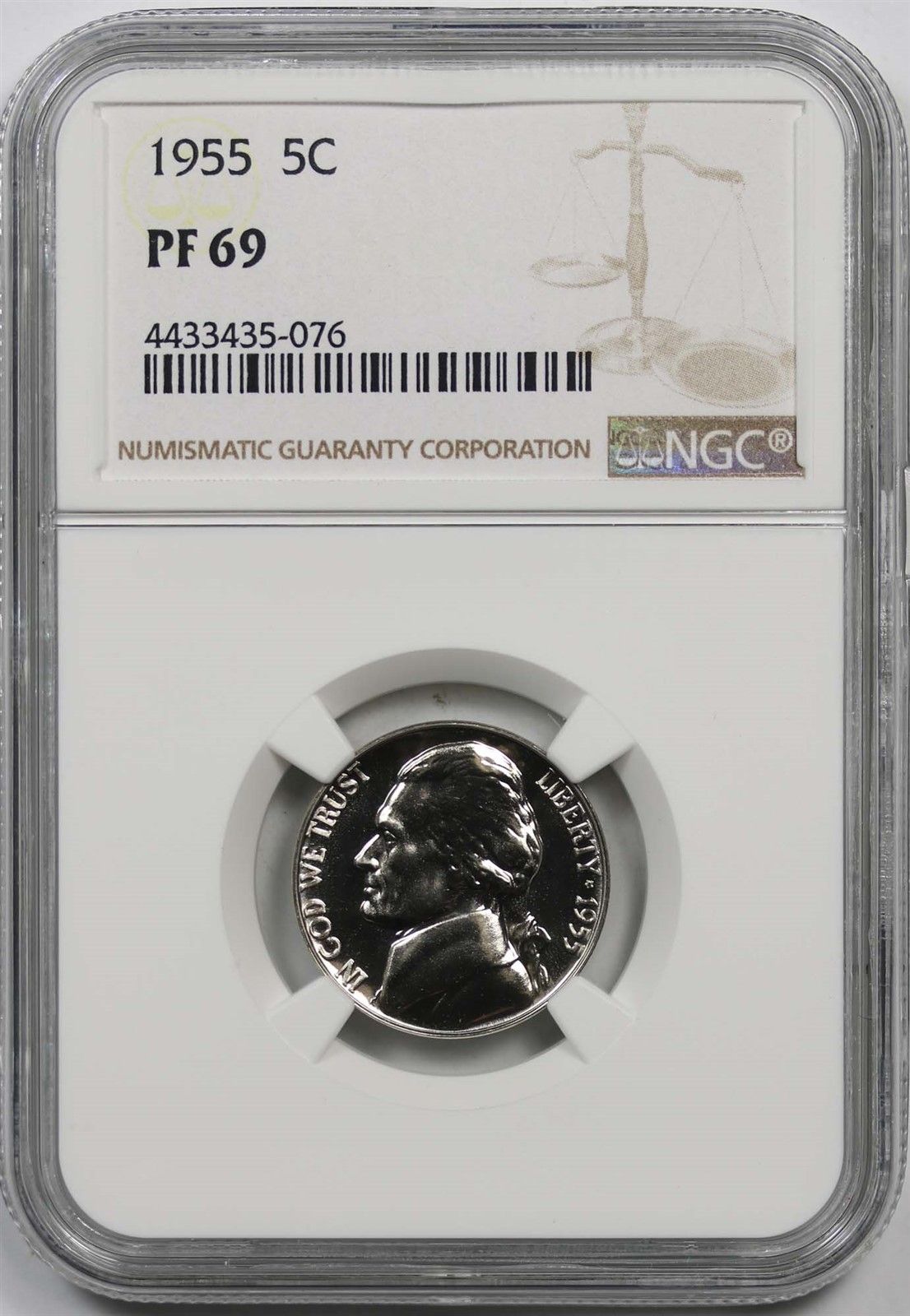 1955 5C NGC Proof PF 69 Jefferson Nickel