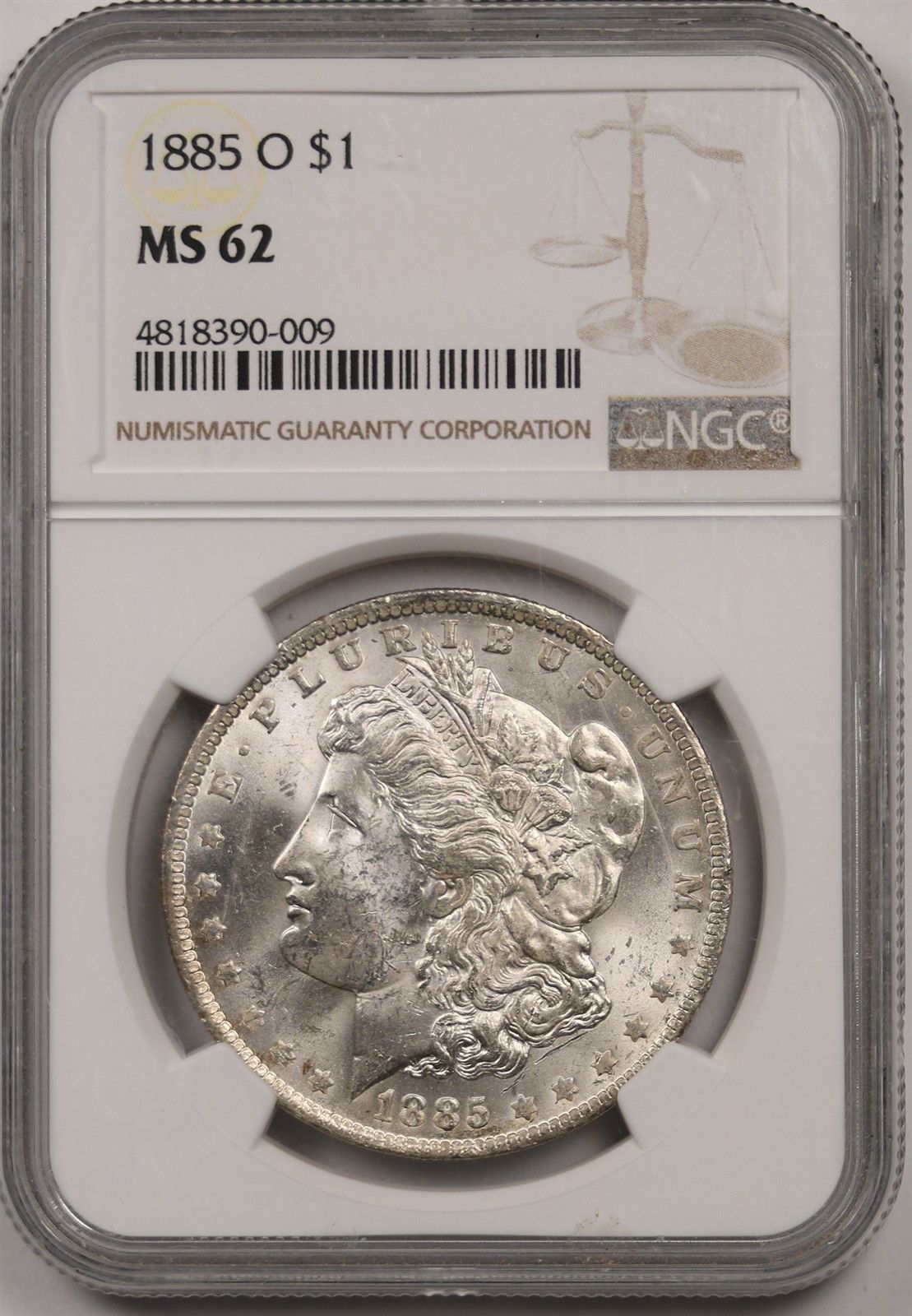 1885-O $1 NGC MS 62 Morgan Silver Dollar