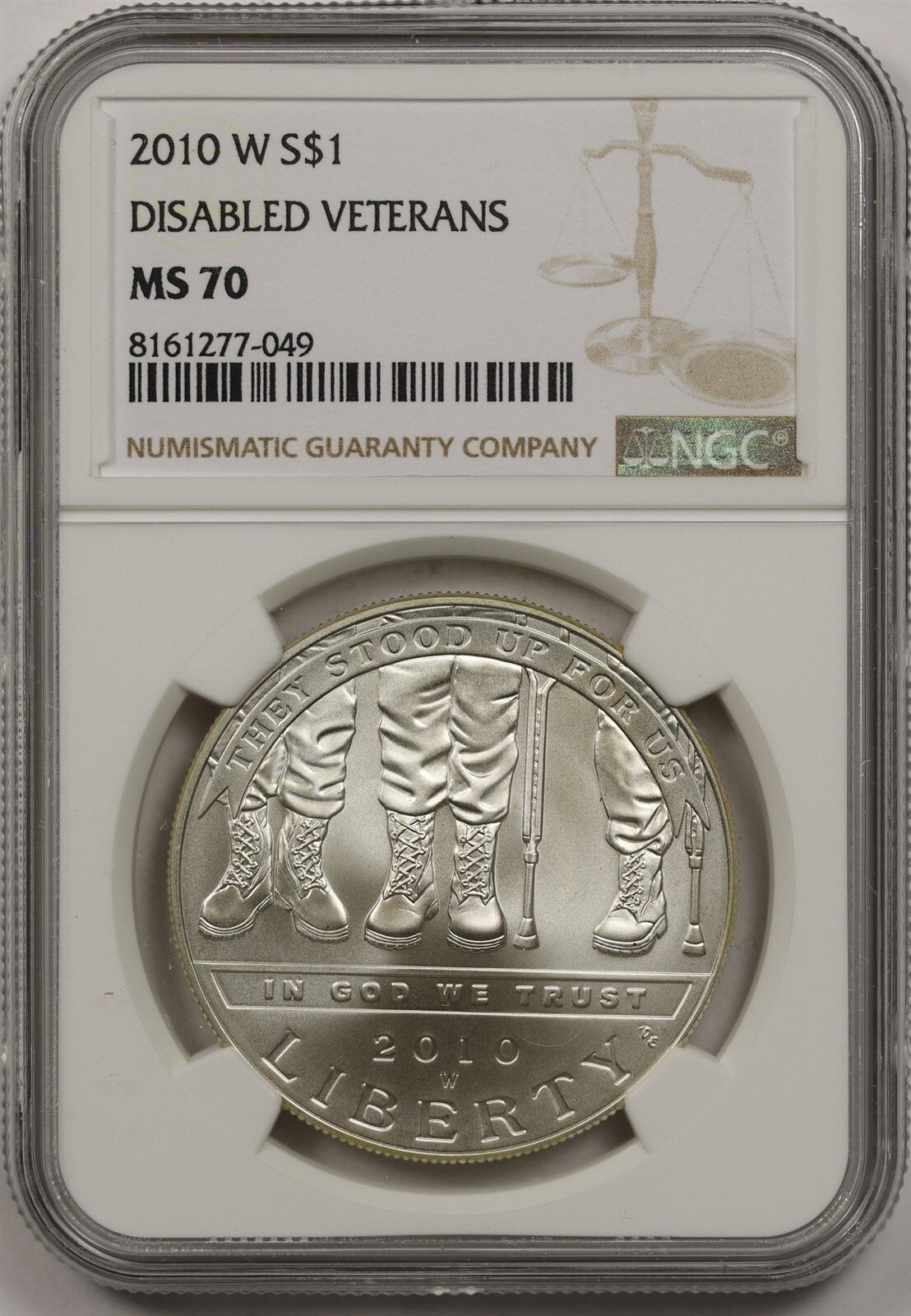 2010-W Disabled Veterans $1 NGC MS 70 Modern Commemorative Silver Dollar