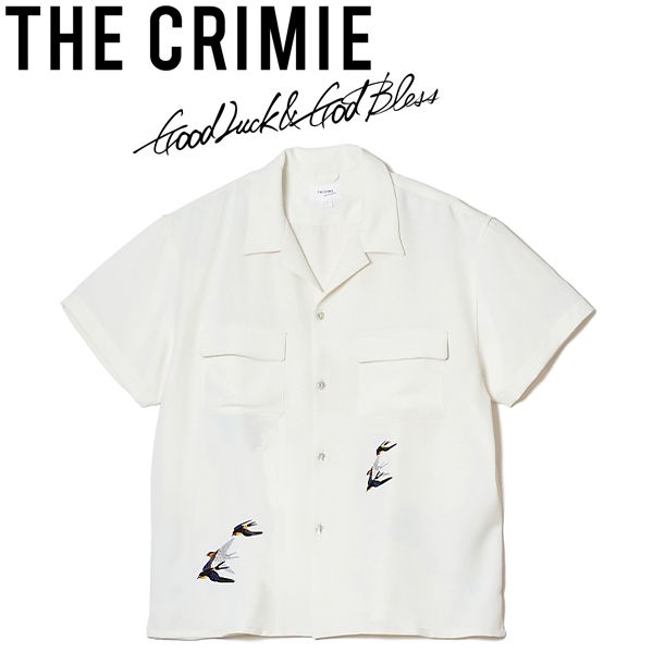 THE CRIMIE (クライミー) TAILORED SWALLOW EMBROIDERY S/S SHIRT EASY CARE テイラード半袖シャツ 全2色 CR007 WHITE L