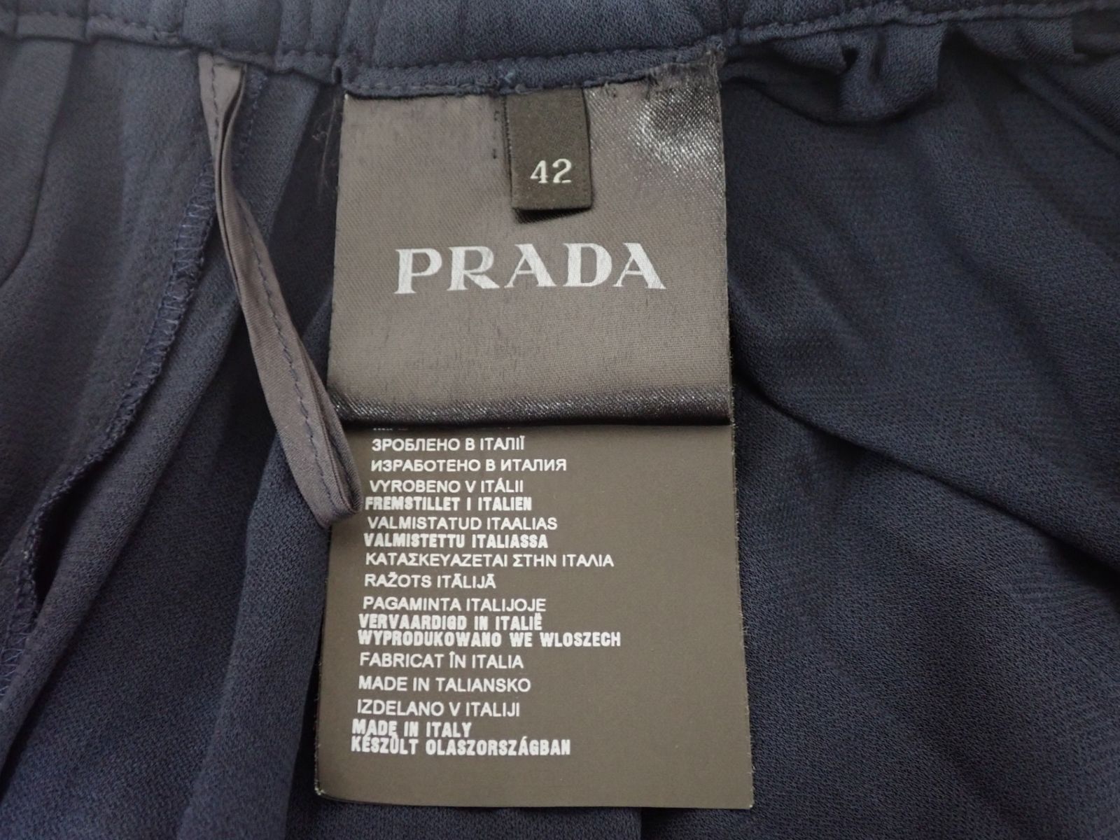 美品 PRADA プラダ プリーツスカート ブラック 42 ウエストゴム 伸縮性 