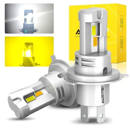 AUXITO h4 led ヘッドライト 2色切り替え LO ホワイト（6500K） HI イエロー（3000K ） h4 led ライト 4倍明るさUP 車検対応 DC12V-18V 車用/バイク用 無極性 取り付け簡単 キャンセラー内蔵 3c7d2e15