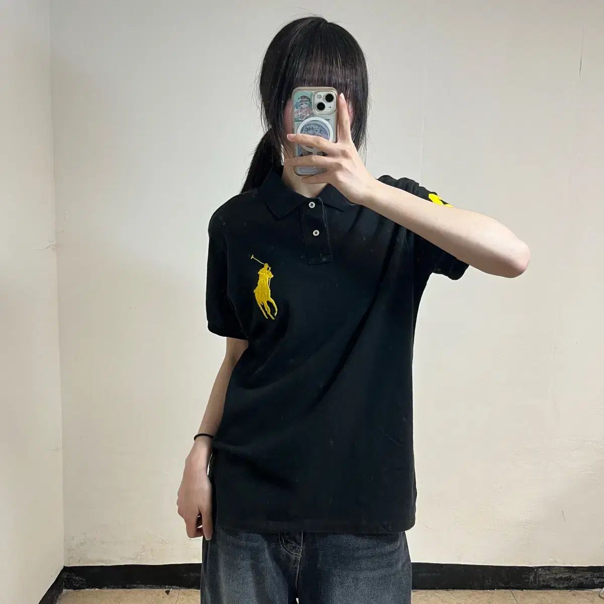 ポロ ブラック ビックポニー カラーTシャツ