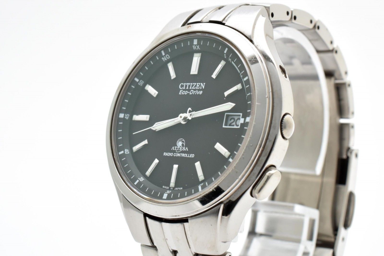 シチズン CITIZEN ATTESA H415-T008631 エコドライブ 電波ソーラー チタン メンズ 腕時計 ブラック文字盤 アテッサ