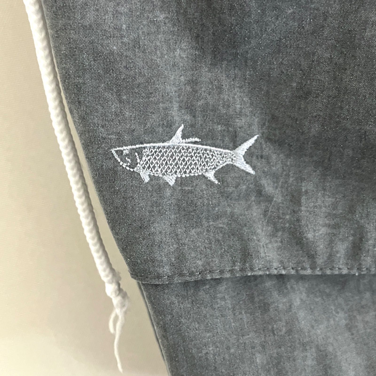90s初期USA製 Tarponwear★USAメンズXL★フィッシングショーツ★魚刺繍★極美品 ゴム劣化無★ナイロン クールマックス★ZJジップ★セージグリーン★ターポンウェア　　　#2605M038