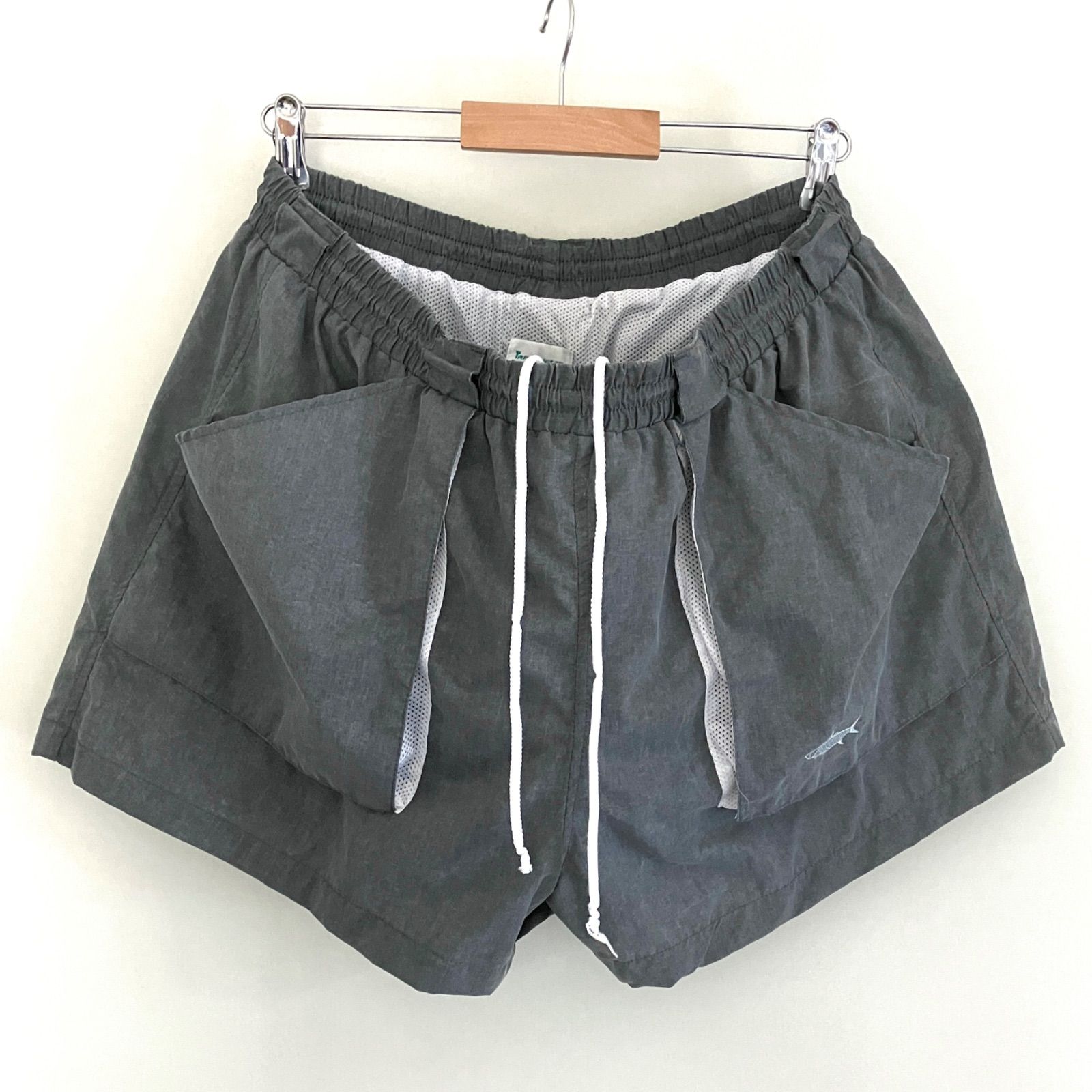 90s初期USA製 Tarponwear★USAメンズXL★フィッシングショーツ★魚刺繍★極美品 ゴム劣化無★ナイロン クールマックス★ZJジップ★セージグリーン★ターポンウェア　　　#2605M038