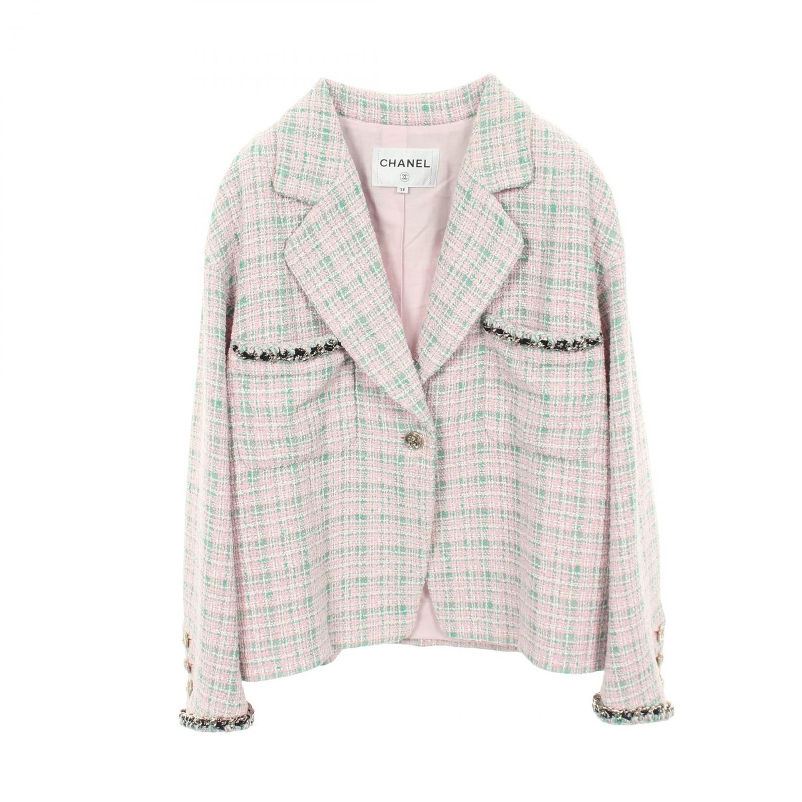 CHANEL シャネル ココマークボタン チェック ツイード 1B その他ジャケット