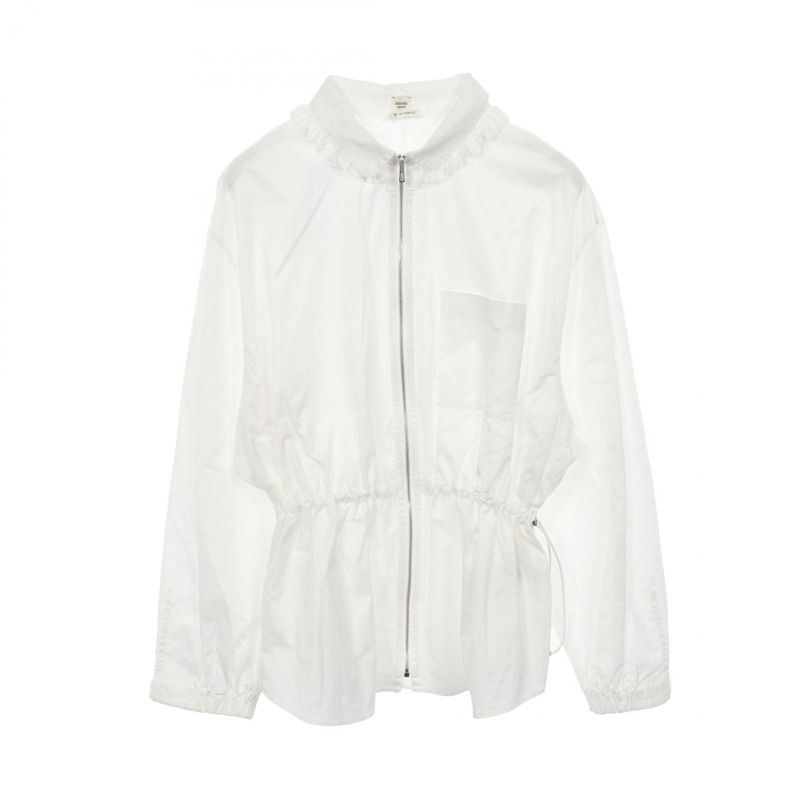 HERMES エルメス ジップアップ フリルシャツ ブラウス