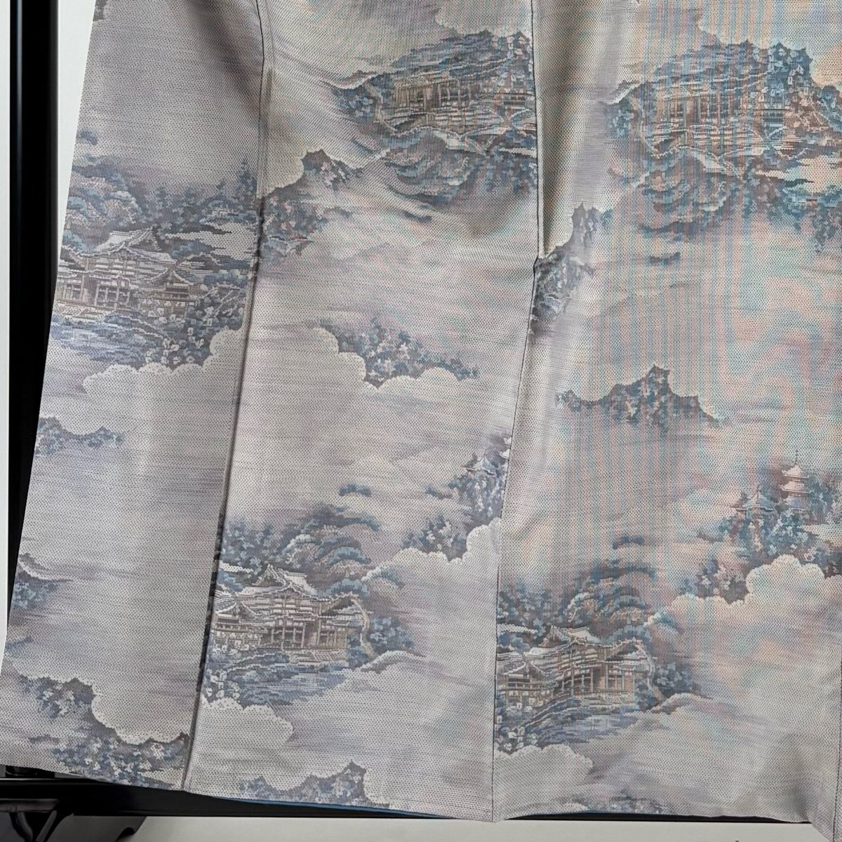 紬 身丈159cm 裄丈64cm 正絹 名品 【中古】 紬 身丈159cm 裄丈65cm M 袷 建物 雲文 灰色 正絹 優品｜中古・古着