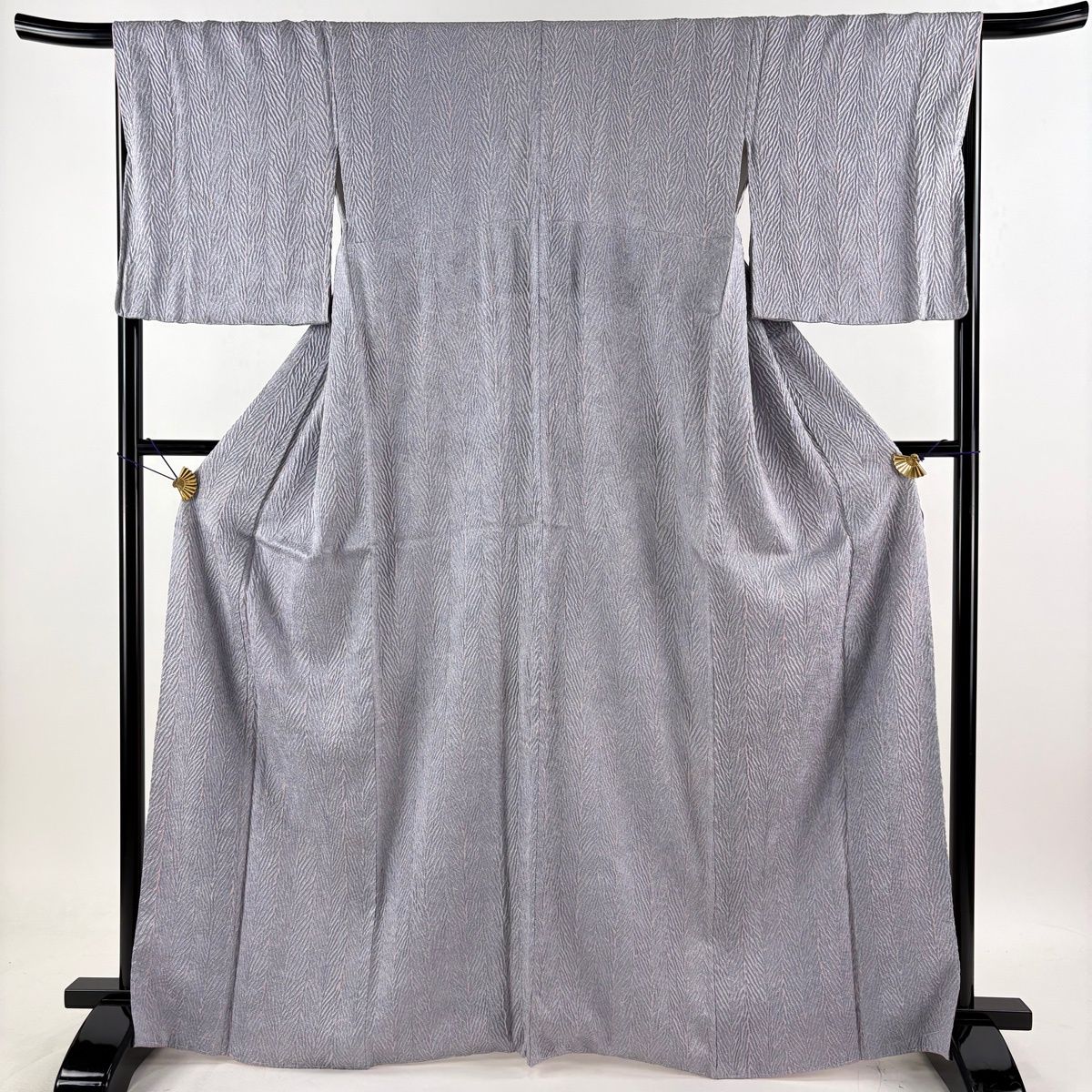 小紋 身丈166.5cm 裄丈68cm L 袷 袋帯セット 幾何学 絞り 薄紫 正絹 小紋 身丈166.5cm 裄丈68cm L 袷 袋帯セット 幾何学 絞り 薄紫 正絹