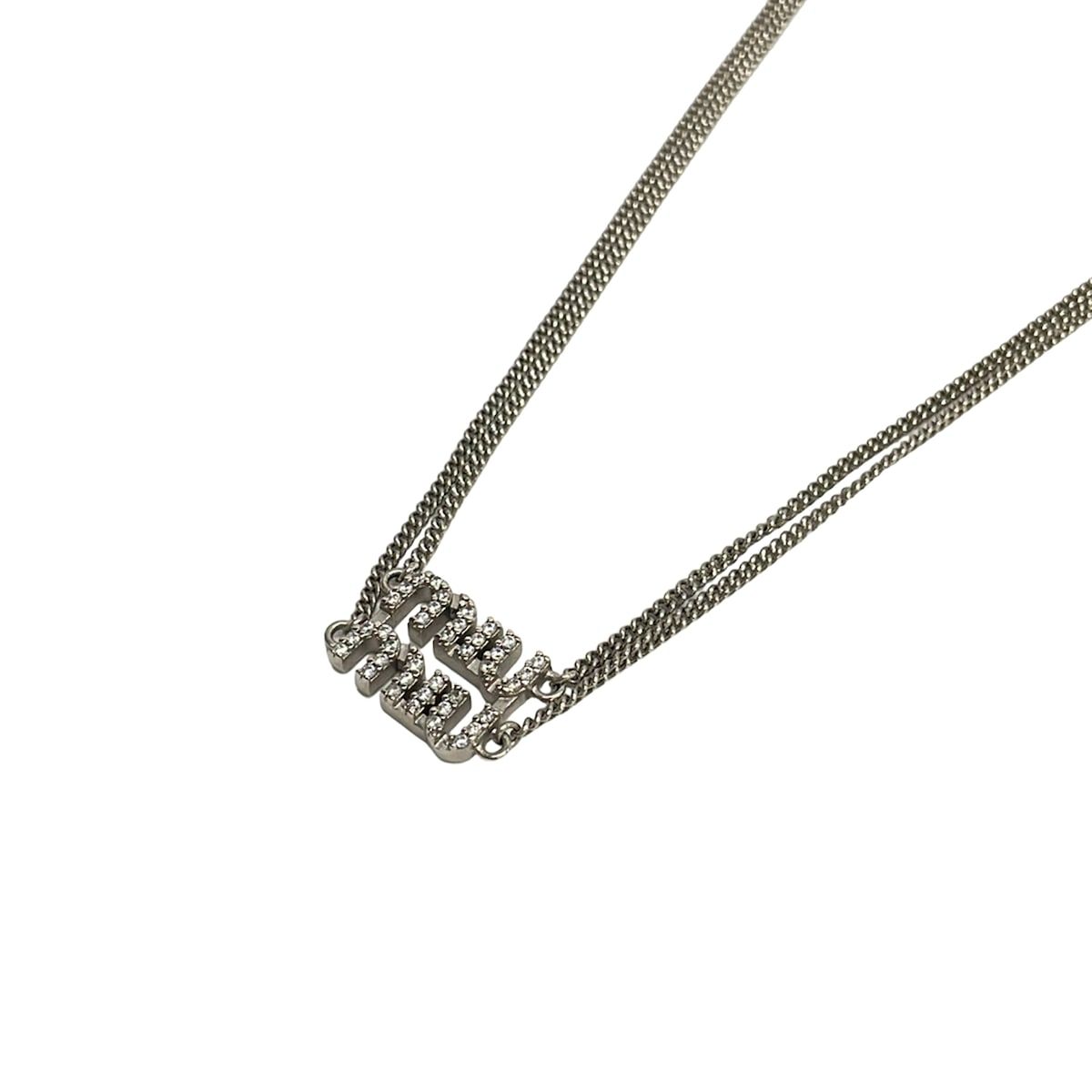 miumiu(ミュウミュウ) ネックレス美品 - シルバー×クリア ロゴ - メルカリ
