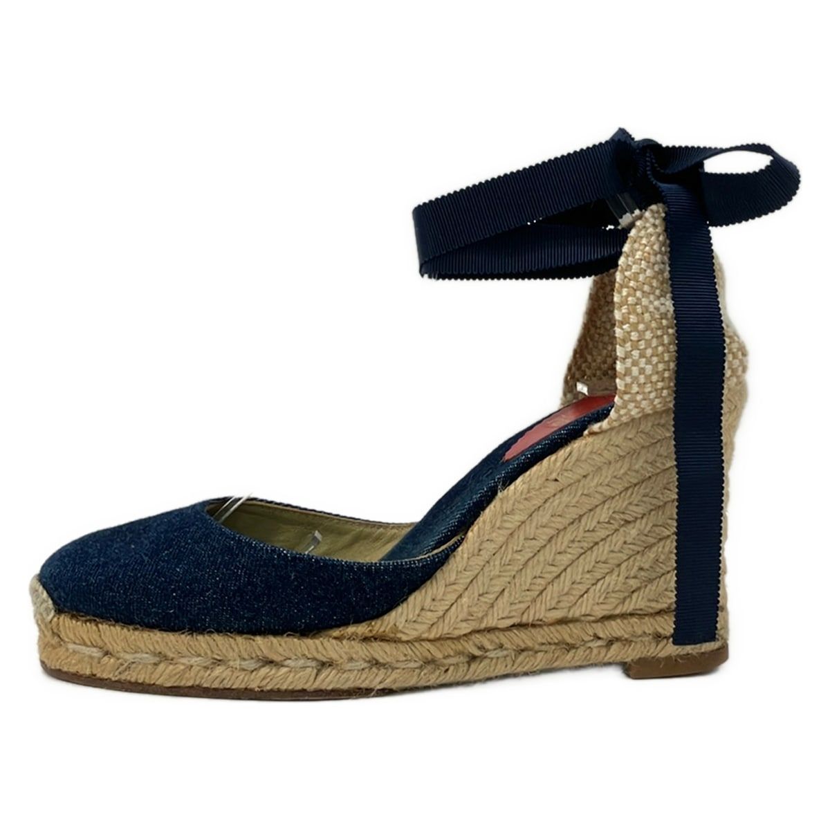 CHRISTIAN LOUBOUTIN(クリスチャンルブタン) サンダル レディース - ネイビー×ベージュ×マルチ ウェッジソール