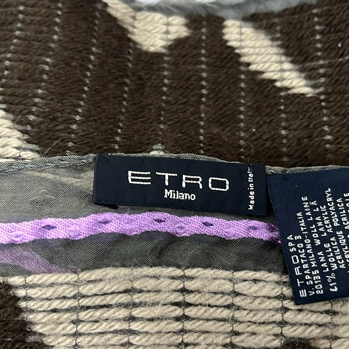 ETRO(エトロ) ストール(ショール) グレー×マルチ ウール、シルク