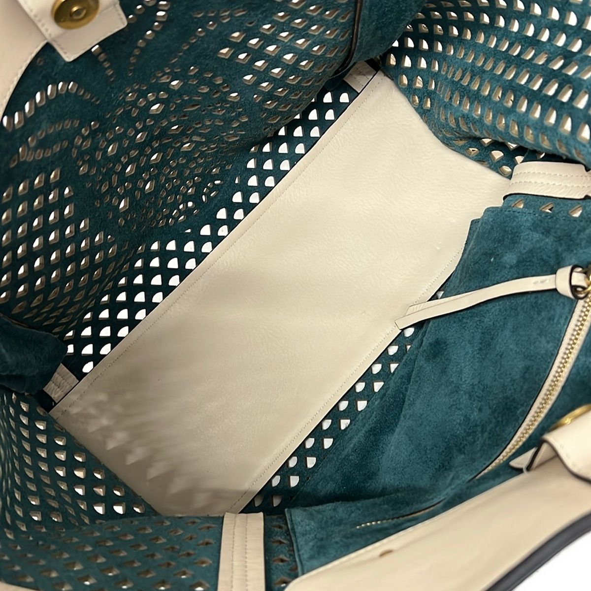Chloe(クロエ) トートバッグ マイロ ベージュ×ブルーグリーン 