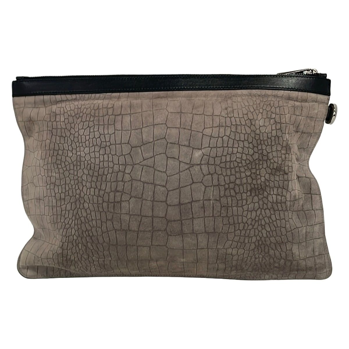 JIMMY CHOO(ジミーチュウ) クラッチバッグ - グレーベージュ×黒 型押し 