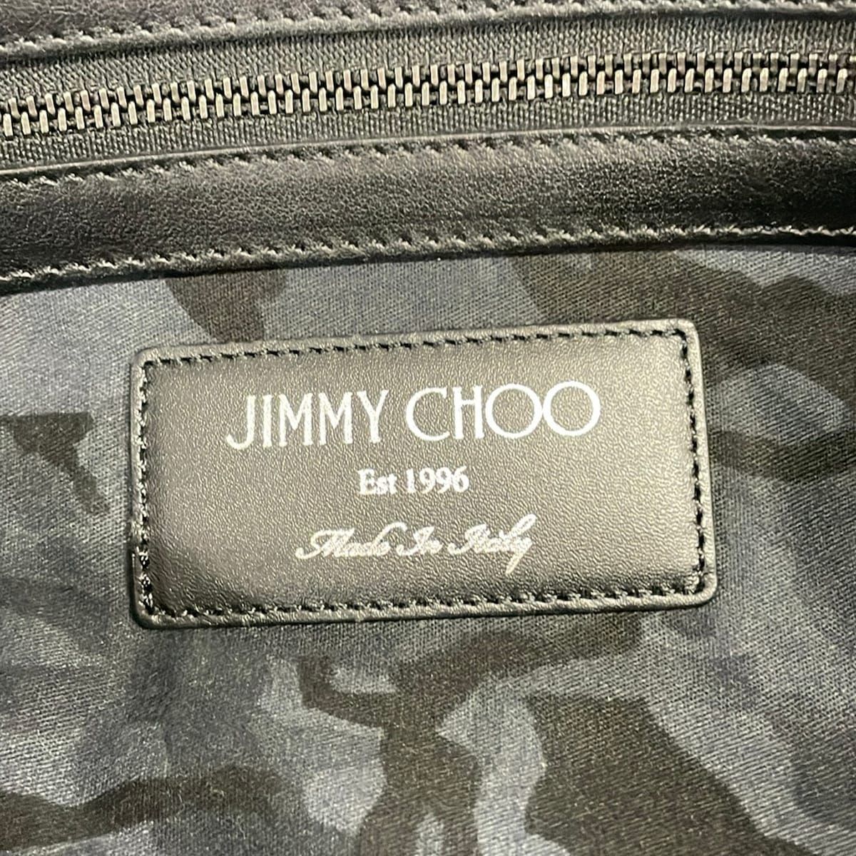 JIMMY CHOO(ジミーチュウ) クラッチバッグ - グレーベージュ×黒 型押し 