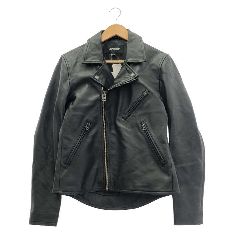 【中古】AVIREX ダブルライダース ラムレザー サイズM 黒 6191073[91]