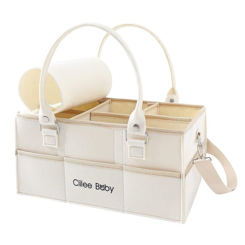 Diaper Stocker, Diaper Storage, Baby Supplies Storage Bag, Multifunction, Improved Diaper Storage Case, Diaper Storage Bag, Foldable Baby Storage Box, Car Mount, Travel Storage Bag with Lid and Shoulder Strap (6 compartments) 0