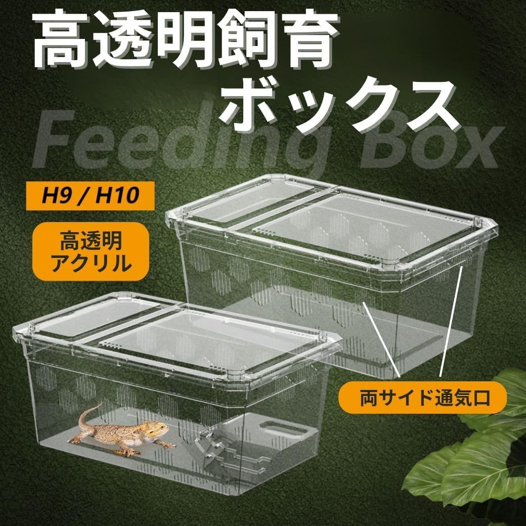 アクリル 飼育ボックス H9/（両開きフタ・スタッキング対応） 通気口