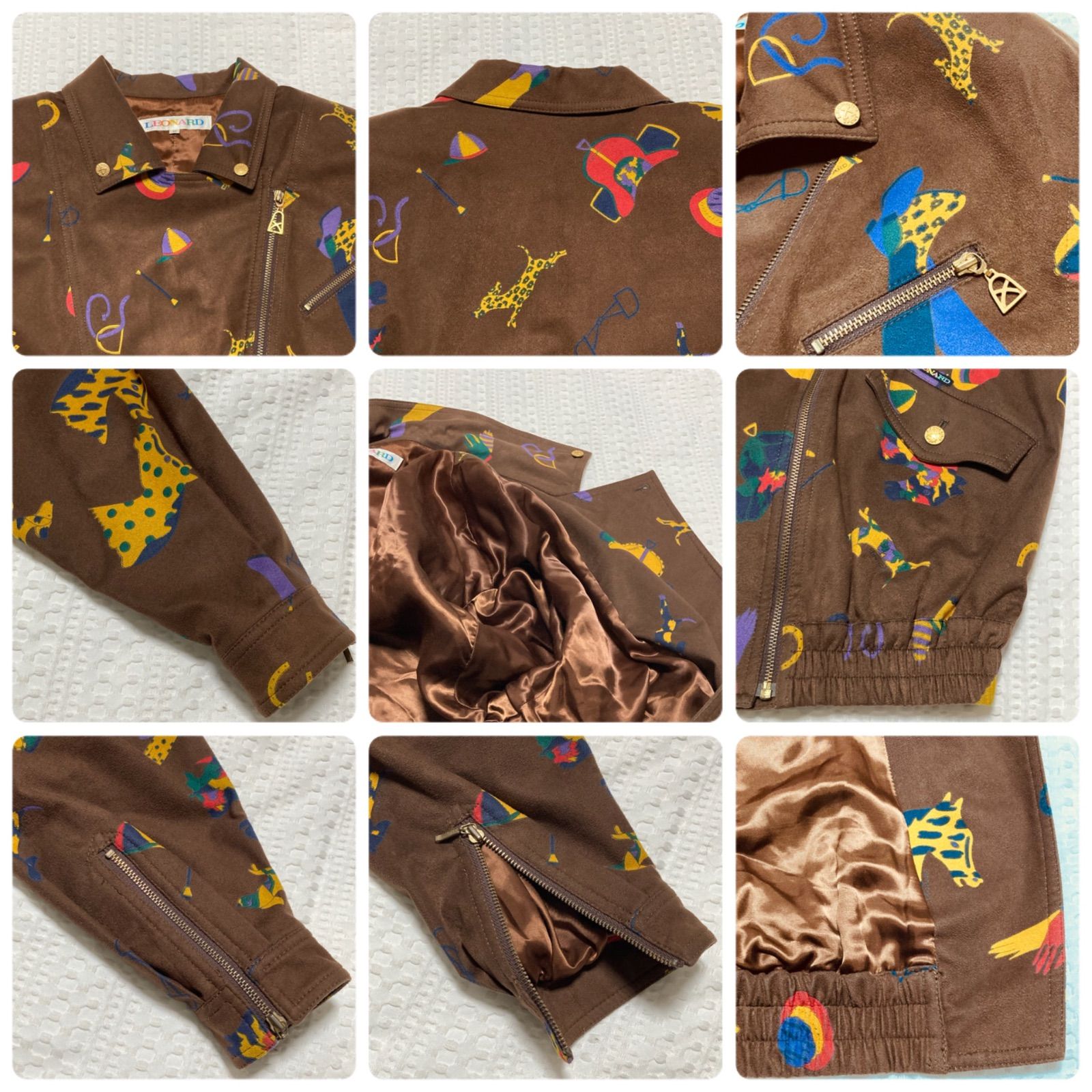 □極美品□希少デザイン□LEONARD レオナール レザーダブルライダース 