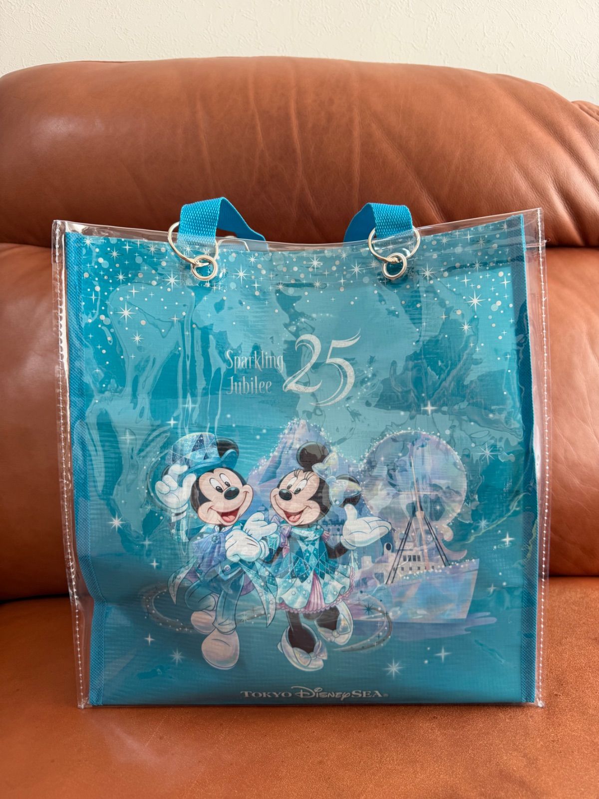 ディズニーシー　25周年スパークリングジュビリー　トートバッグ　ストラップ付き ディズニーシー スパークリングジュビリー 25周年 ショッピングバッグ