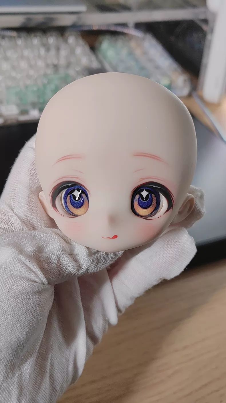BJDカスタムヘッド メイク済み 1/6サイズ MSDサイズ ドールヘッド 完成品 ハンドペイント 二次元顔 アニメ顔 紫瞳 ヘテロクロミア 美少女 6分 オビツ ピコニーモ 新品 現品 一点物