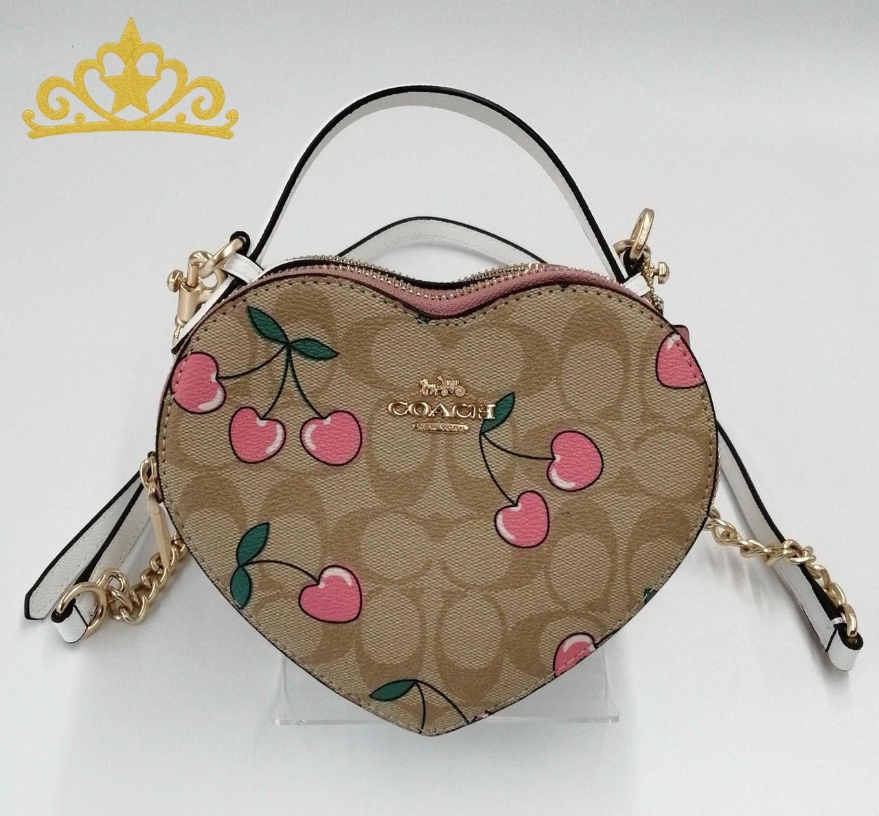 COACH シグネチャーキャンバス ハートチェリープリント 2way ショルダーバッグ レディース コーチ