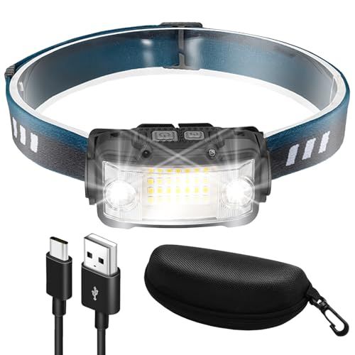 ヘッドライト LED 充電式 ネックライト 17時間点灯 ケース付き 超広角 小型 センサー搭載 防災 防水 キャンプ 登山 釣り 神奈川県発ブランド Cercano (セルカノ) (1, 黒色)(沖縄・離島の方発送不可）) 18f4ee37
