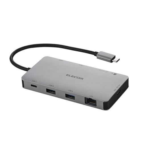 エレコム USB-C ハブ ドッキングステーション 9-in-1 PD 140W対応 USB-C×2 USB-A×2 HDMI 4K60Hz SD＋microSD LAN シルバー DST-090BP1SVkk 659922d2