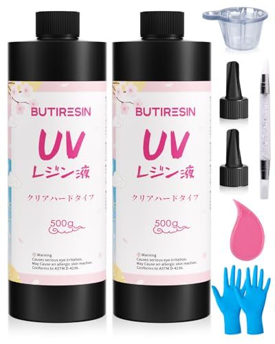 UVレジン液 1000g レジン液 大容量 高い透明 急速に硬化 詰替用 クリアハードタイプ 幅広い用途とDIY 操作アクセサリが付属kk fc40b32e