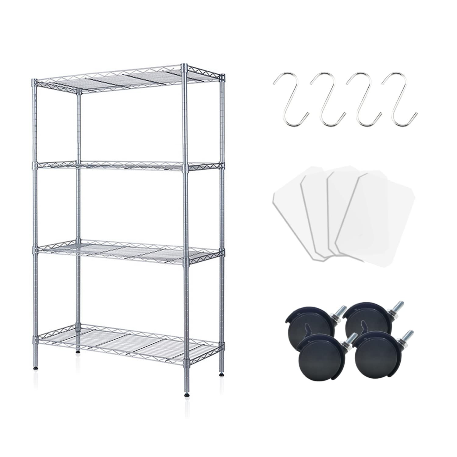 ☆新品☆スチールラック レンジ台 キッチンラック 収納ラック シルバー 4段 高さ120cm(高さ調節 幅70cm×奥行40cm) de3da03f