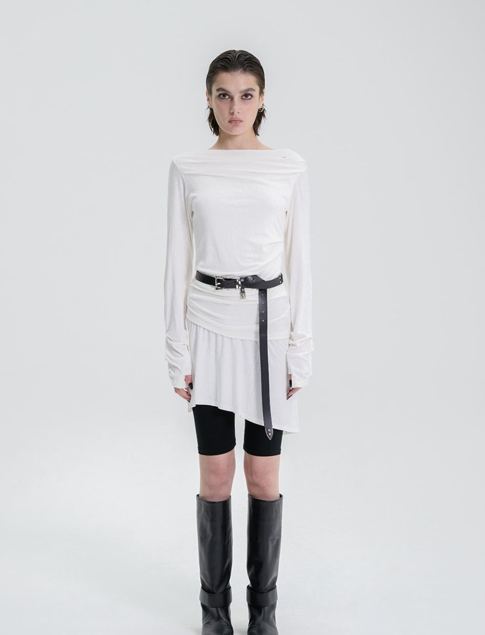 Draped Jersey Long Sleeve - 白 / 2サイズ