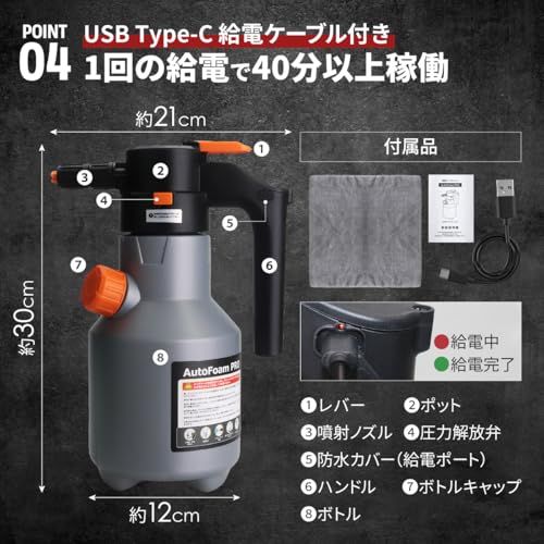 電動 フォームガン プロの様な泡 洗車 汚れを浮かす 車 掃除 網戸 浴室