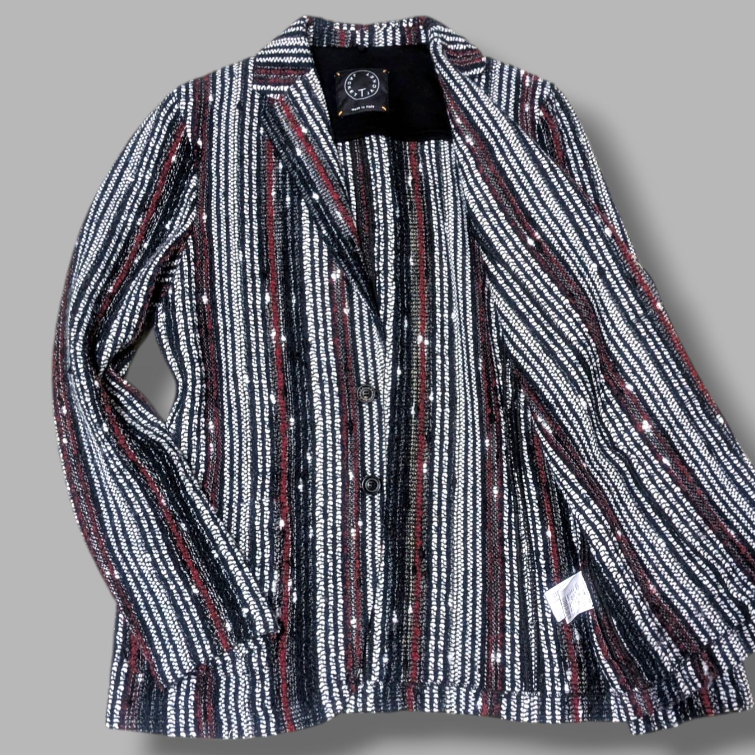 T-JACKET ティージャケット イタリア製 ストライプ ニット テーラードジャケット M