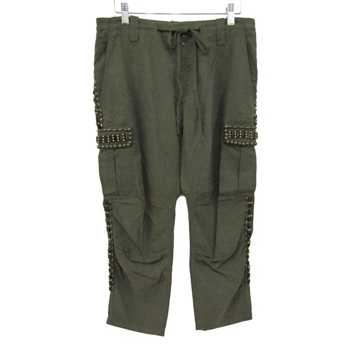 グレースコンチネンタル カーゴパンツ ボトムス リネン混 スタッズ レディース 36サイズ カーキ GRACE CONTINENTAL 【中古】