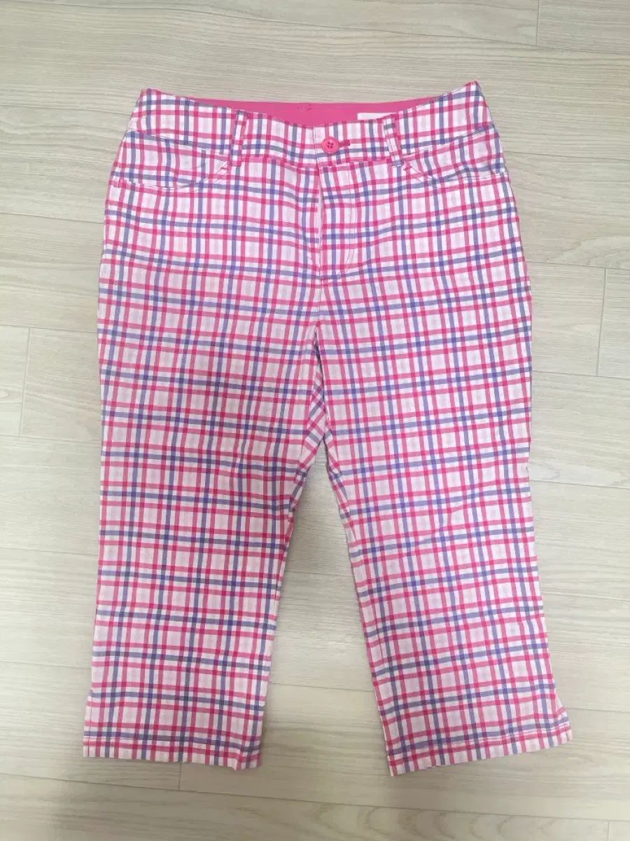Courreges ピンク CHECK カプリパンツ