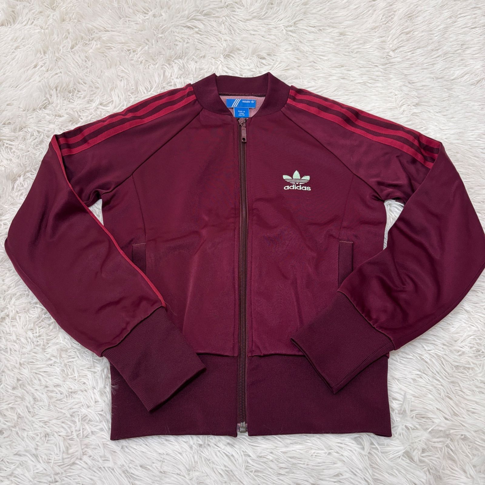 古着 adidas アディダス トラックジャケット スリーストライプス ワインレッド 261-1116