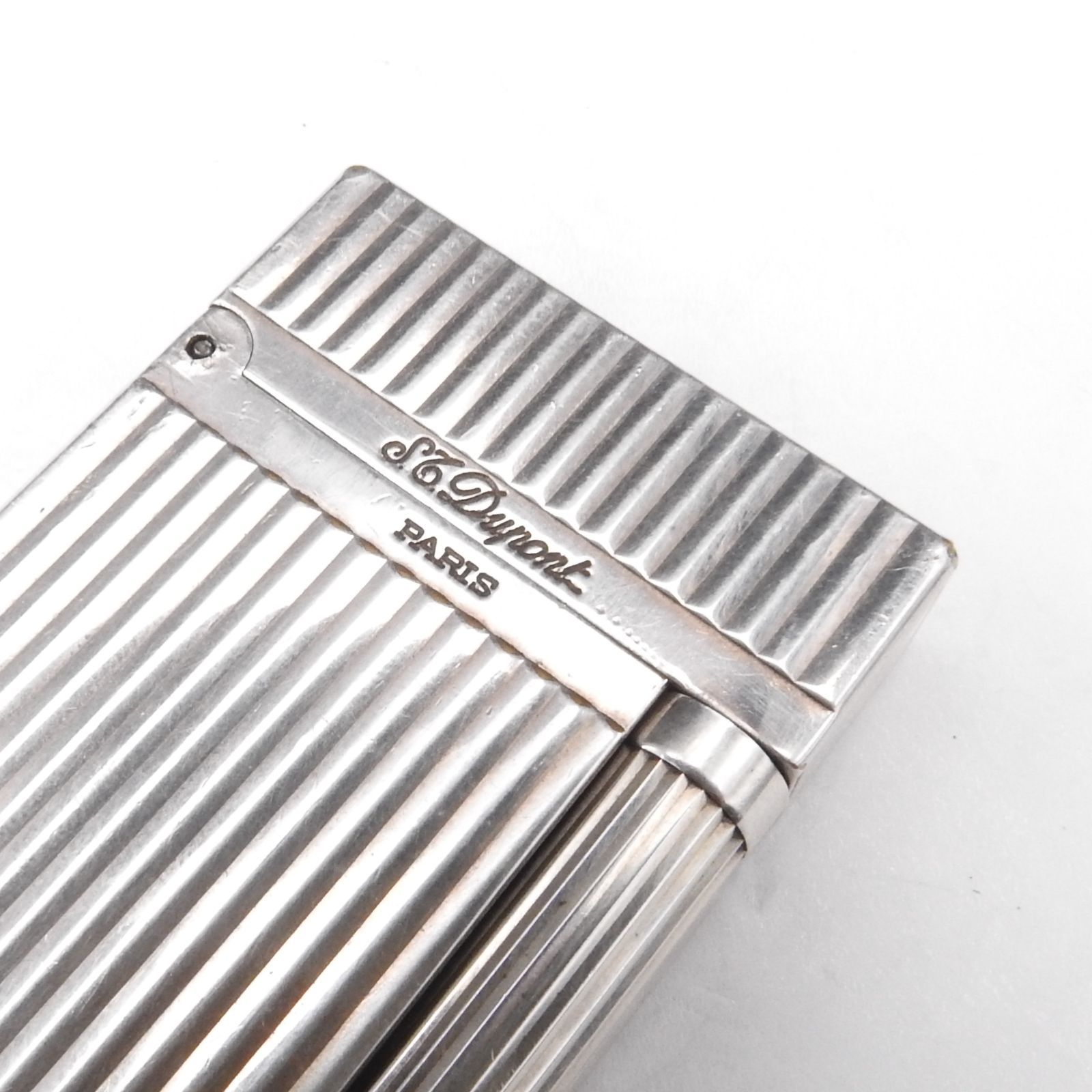 開閉音あり 高音 デュポン ガスライター シルバー ストライプ ライン2s 着火確認済み】S.T Dupont エス テー デュポン ライン2 ストライプ柄