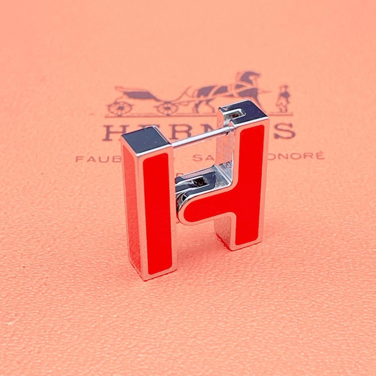 ◇エルメス◇HERMES ハバスキュール シングル ピアス 片耳用 シルバー × オレンジ ブランド 5.87g