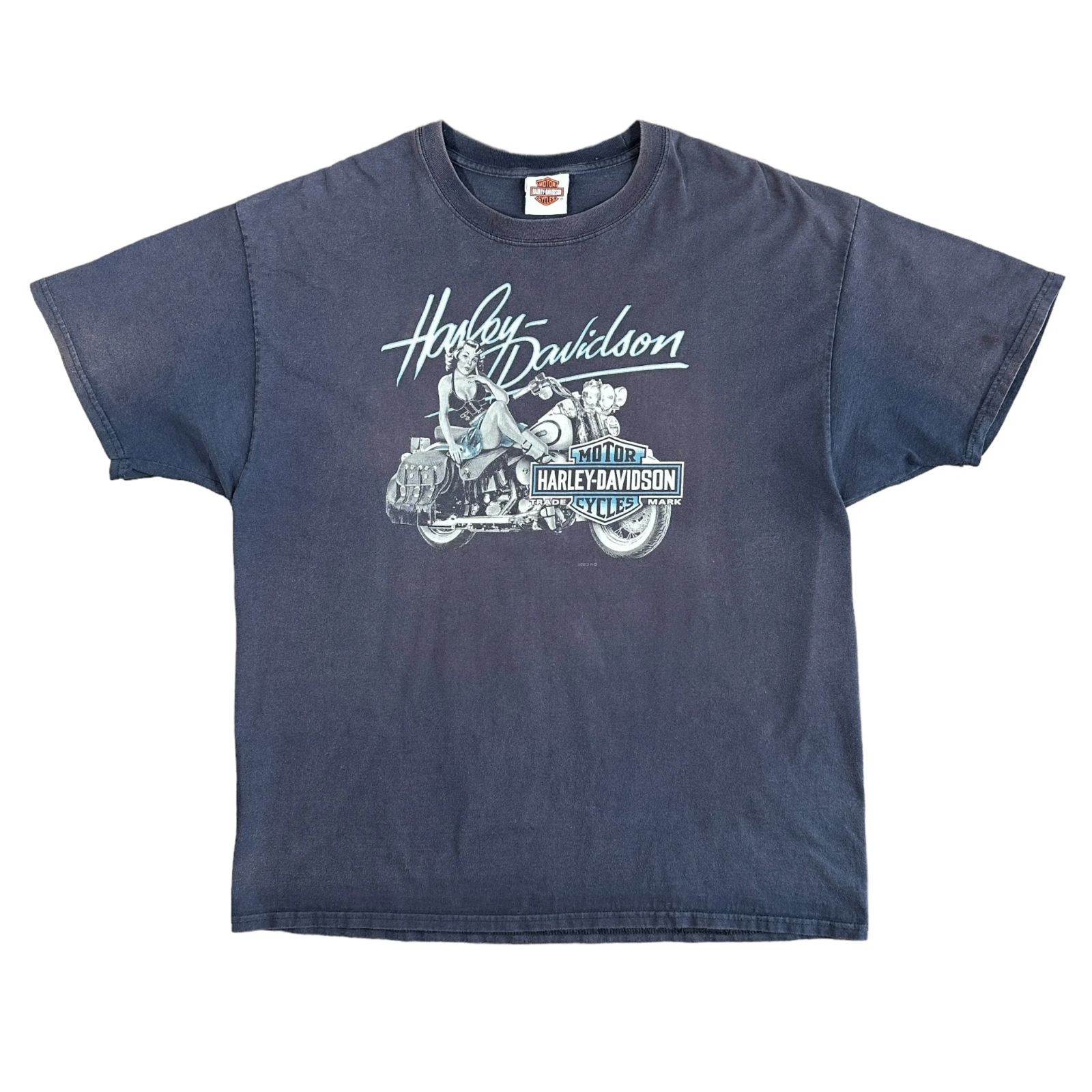 Harley Davidson Pinup CHARLOTT TOWN CANADA Tee Navy