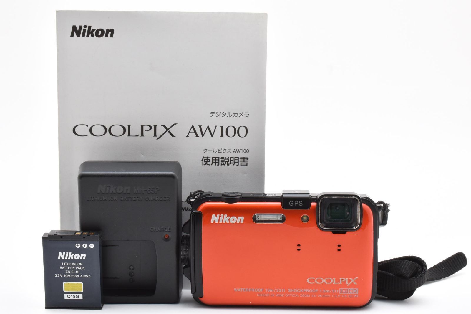 【美品・返品保証】Nikon COOLPIX AW100 オレンジ 付属品多数 返品保証】☆美品☆ニコン Nikon COOLPIX AW100 サンシャインオレンジ