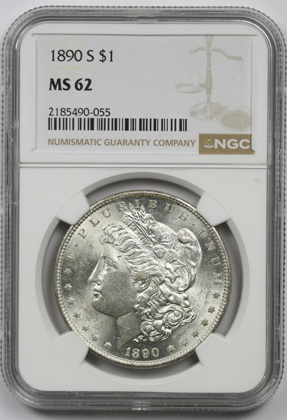 1890-S $1 NGC MS 62 Morgan Silver Dollar