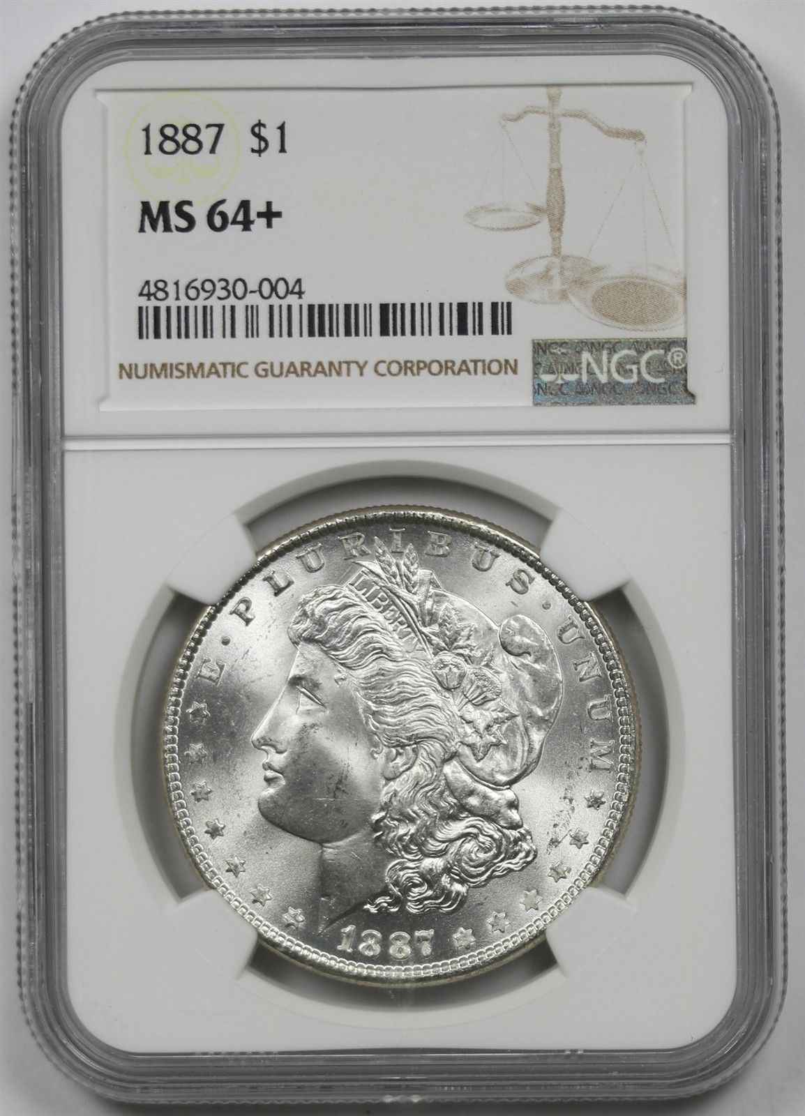 1887 $1 NGC MS 64 + Morgan Silver Dollar